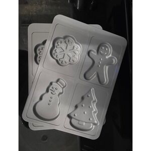 Food Network Non Stick Christmas Cookie Mold‎ Set of 2 Snowman Tree Gingerbread